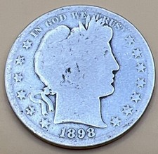 1898-S VG Barber Half Dollar- San Francisco Mint A-1 Rare Semi-Key Date