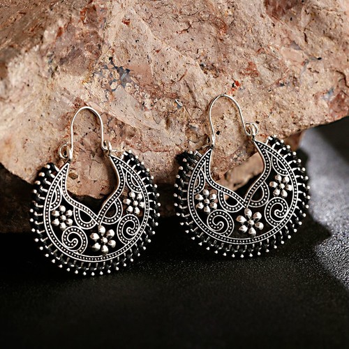 Mujeres Boho Patrón Retro Puño Ahuecado Elegante Gancho Pendientes Joyería Regalo - Imagen 114 de 140