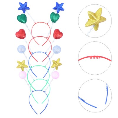  6 Pcs Heart Button Headband Glitter Ball Valentine's Day Headdress Miss Bride