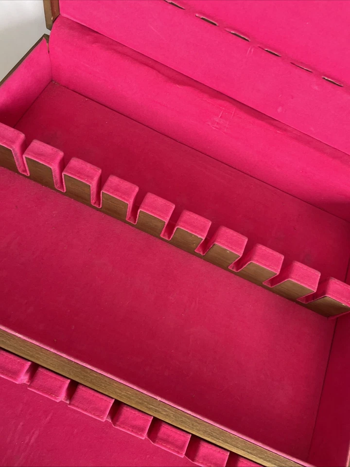 Cofre de almacenamiento de cubiertos de madera vintage de 2 niveles con cajón 12+ ajustes Foto 4 de 4