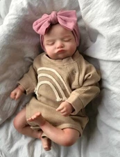 19in Finished Reborn Doll Rosalie Sleeping 3D Skin Hand Drawn Hair Visible Veins