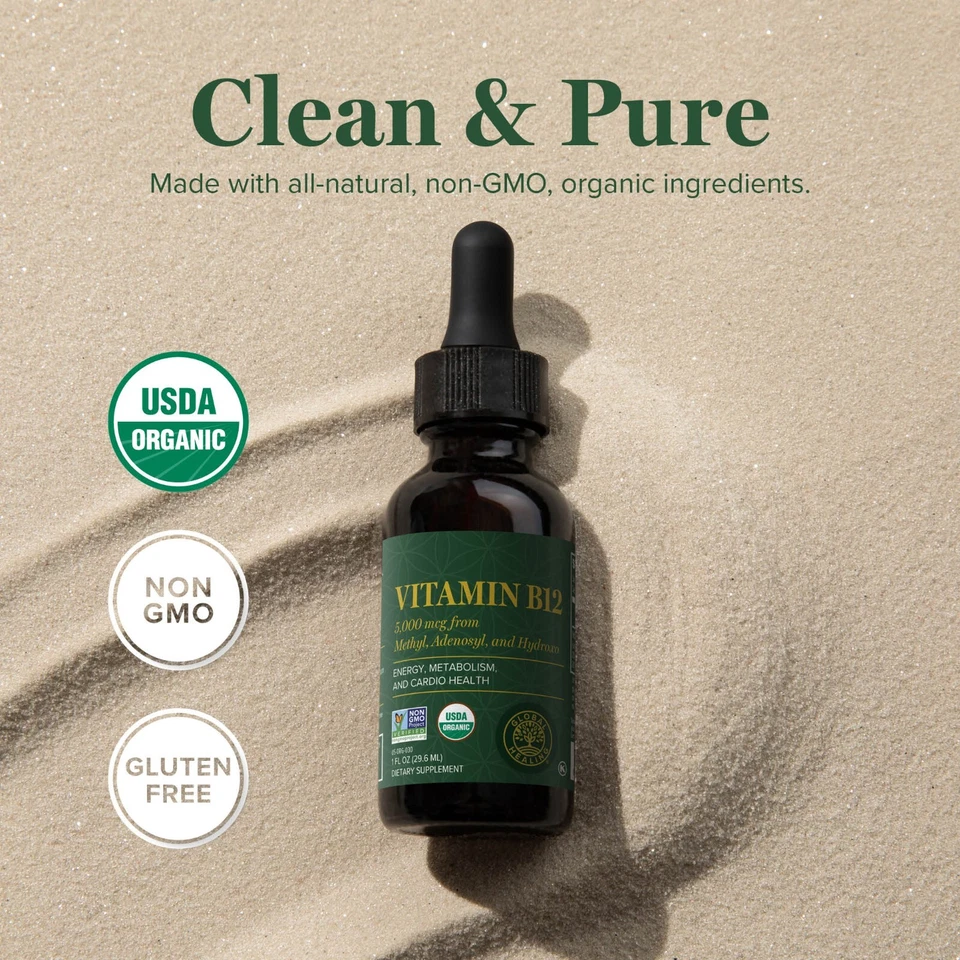 Vitamin B12, 5000 mcg, 3-in-1 Organic Liquid Vitamin B12, 30-Day Supply (1 Oz) - Image 4 of 4