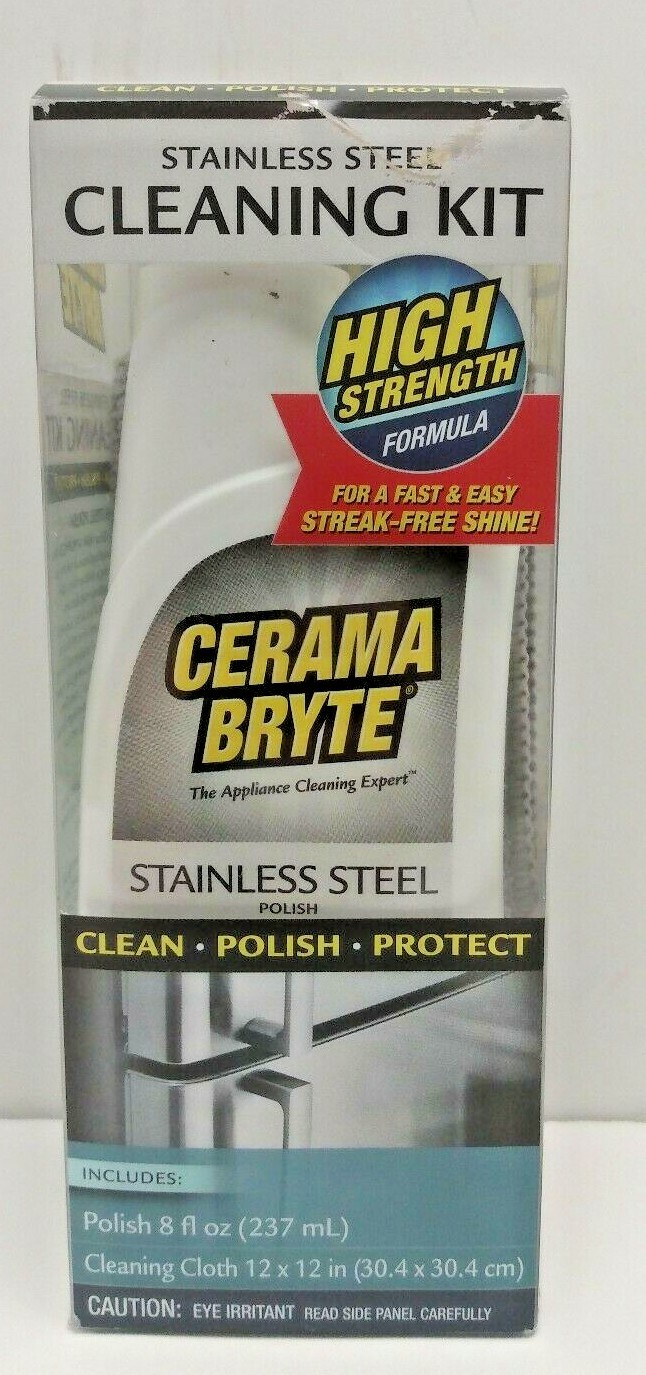 Cerama Bryte Stainless Steel Cleaning Kit 8oz Polish 12 x 12