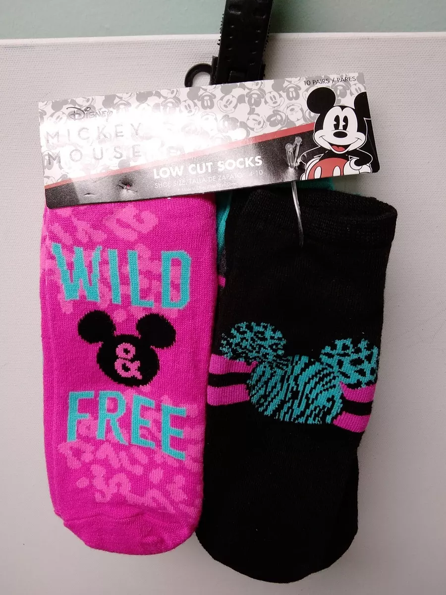 Disney Mickey Mouse Womens Low Cut Socks Pack of 10 Size 4-10