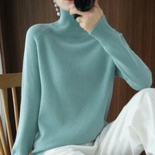 New Cashmere Thick Turtleneck Sweaters Long Soft Knitted Sleeve Casual Pullovers