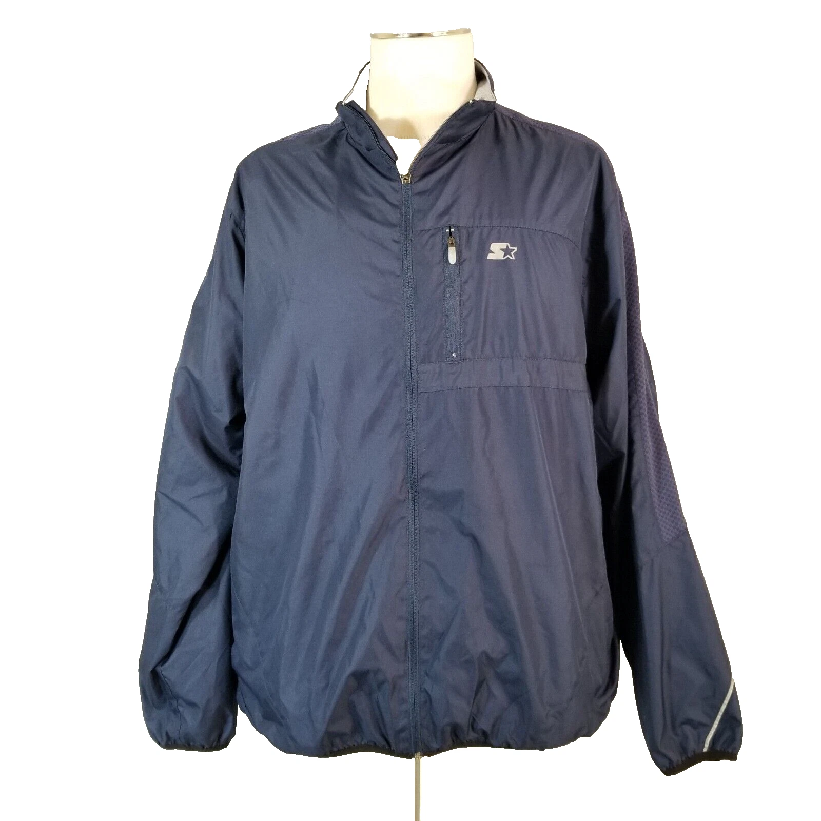 Starter Mens Windbreaker Jacket XL Blue Lined Track Outdoor Sports Retro