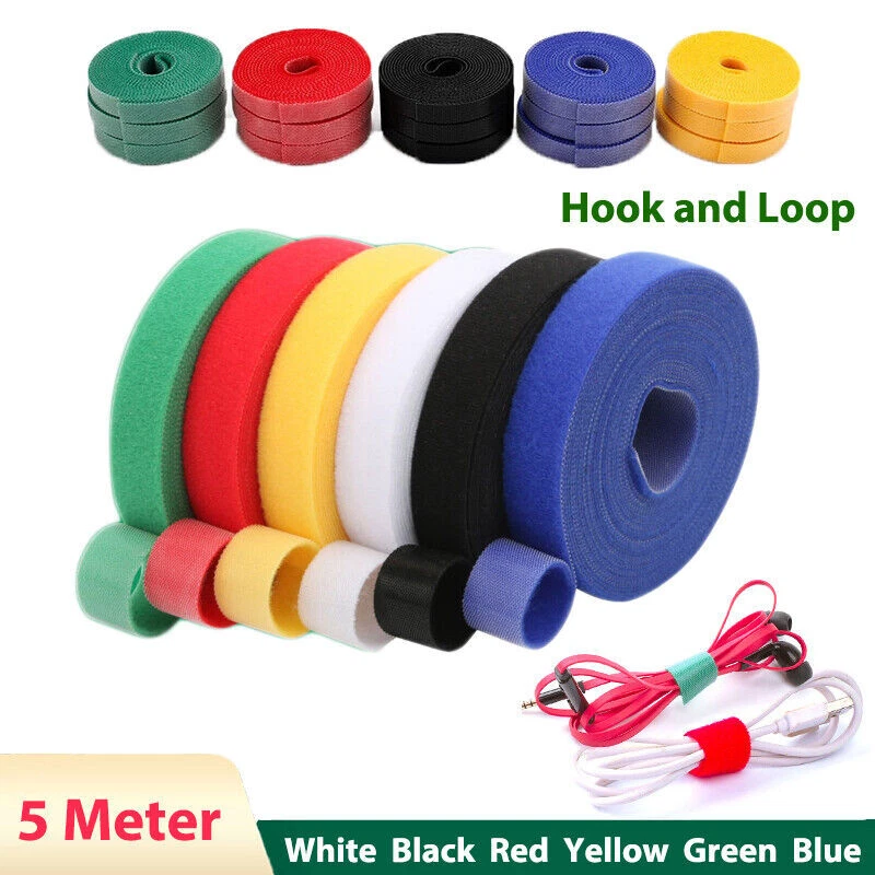 5 Meter Hook and Loop Ties Double Sided Straps Strapping Cable Tie 6-Colors - Image 2 of 4