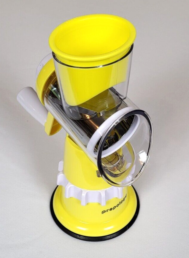 Prepology NEW Yellow Countertop Grater & Slicer 3 Interchangeable Barrels