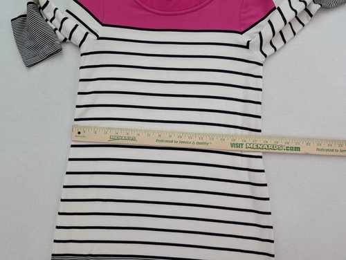 Fleur Bleue Women's T-Shirt Dress Size M Pink White Striped 3/4 Sleeve Stretch - Picture 7 of 17