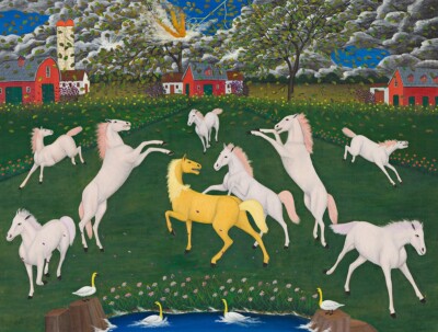LAWRENCE LEBDUSKA : Pink Horses : Archival Art Print
