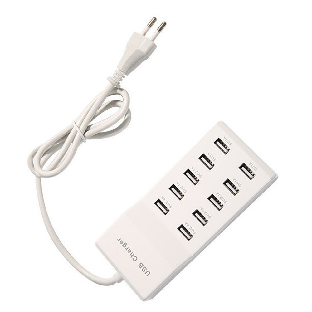 10-Port USB Fast Charging Station - Desktop & Wall Power Hub