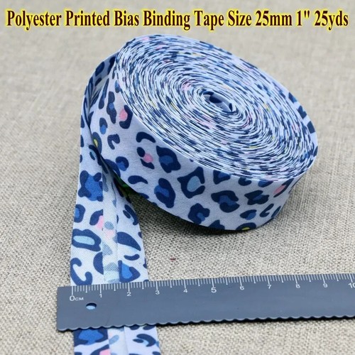 Polyester Printed Bias Binding Tape DIY Sewing Edge Striped Leopard 1" 25yds - Picture 23 of 29