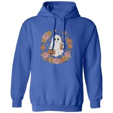 Floral Ghost Pumpkin Treat Halloween Graphic Unisex Hooded Sweatshirt