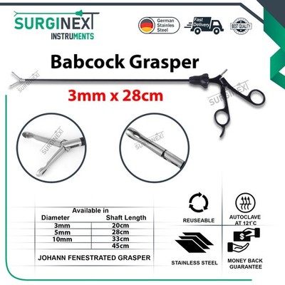 Laparoscopic Babcock Grasper 3mm 28cm Laparoscopy Double Action Grasping Forcep
