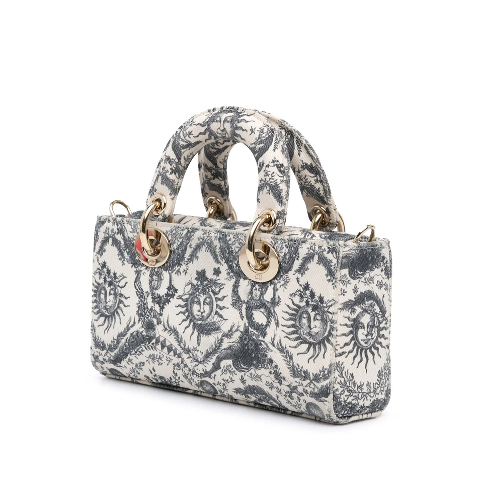 Authenticated Dior Small Denim Toile de Jouy Soleil Lady D Joy White - Image 2 of 4