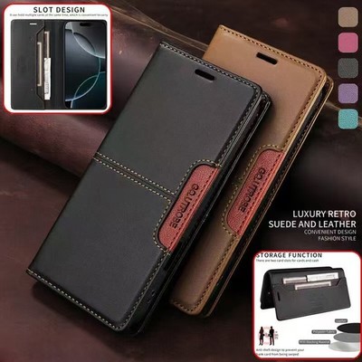 For iPhone 16e 15 14 13 12 11 Pro Max SE/8/7 Plus Wallet Case Leather Flip Cover