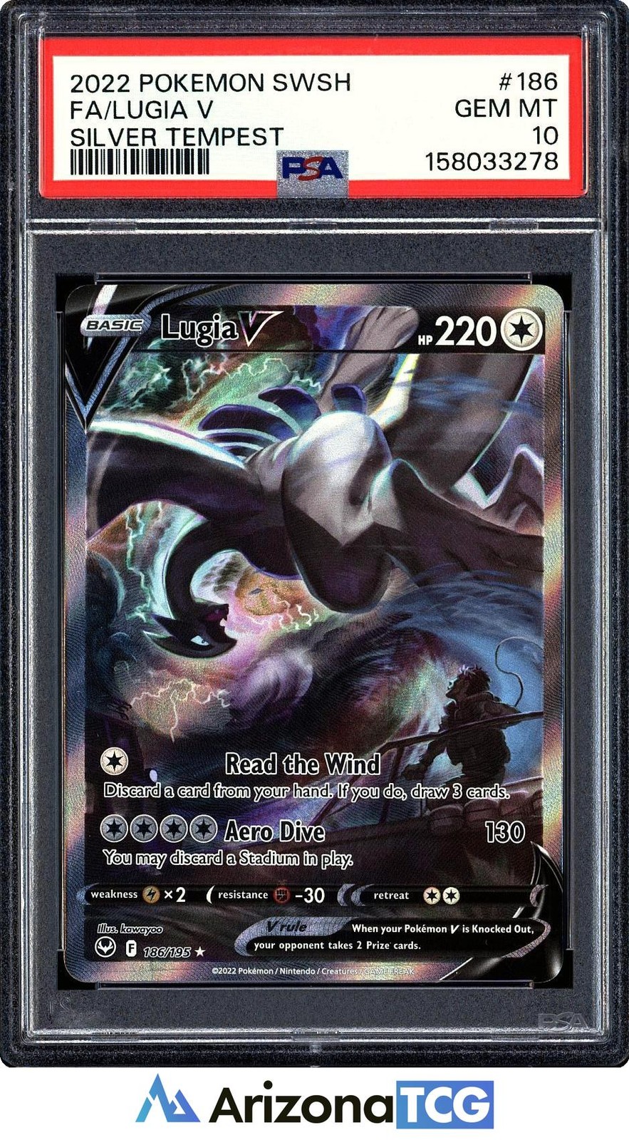 Pokemon 2022 Lugia V 186/195 Alt Art Silver Tempest GEM MINT PSA 10