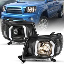 Headlight Assembly 2005-2011 Tacoma LED DRL Black Housing Clear Reflector