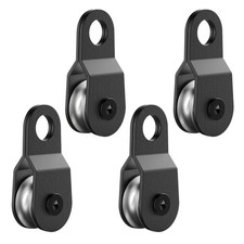 fshihine 4Pcs Black Small Snatch Block Pulley with Ball Bearing, Single Pulley W