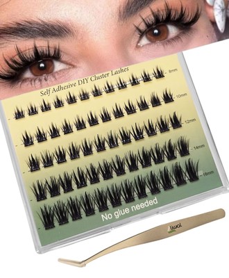Cluster Lashes selbstklebende Wimpern, 60 Stück C+ Curl Pre Glued Eyelashes fertig