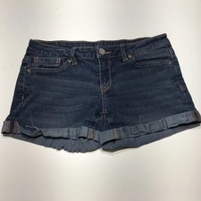 Aeropostale Shorts Womens Size 2 Midi Cuffed Denim Jean 5 Pocket Dark Wash Faded