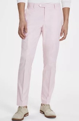 $135 New Tommy Hilfiger Hall Modern Fit Pink Stretch Linen Dress Pants 38x34