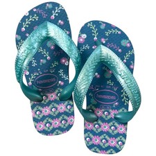 NWOT Little Girls Havaianas Turquoise Purple Flip Flop Sandals US 9