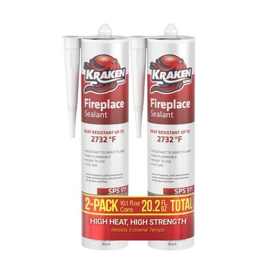 Kraken Bond High Temperature Black Fireplace Sealant 2732°F - (2x10.1oz.) F