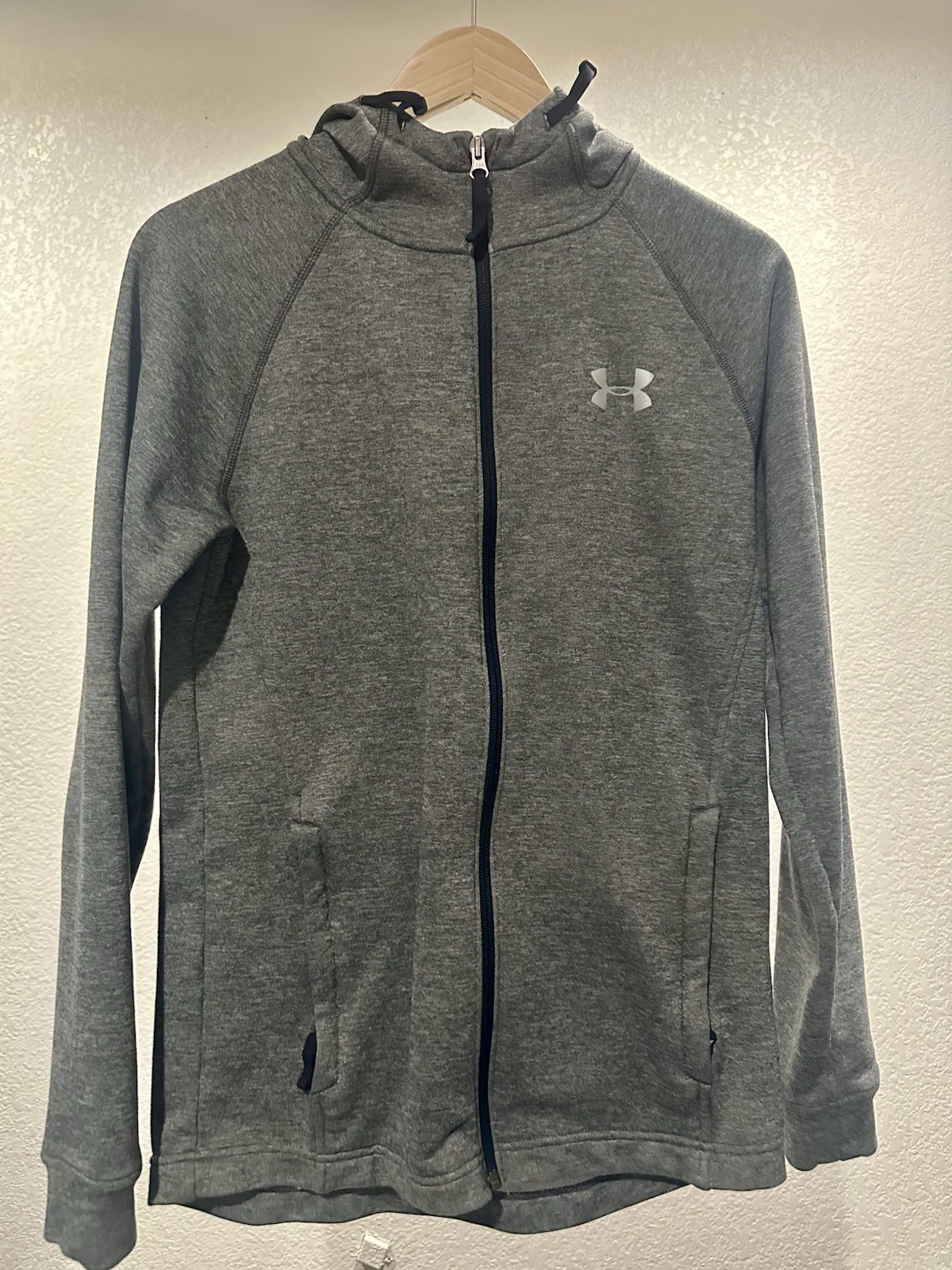 Under Armour Men's Track Jacket Full Zip Gray/Black Long Sleeve Size Small