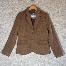 Joules Bronte Mallory Women’s Tweed Blazer Jacket Wool Brown UK 12