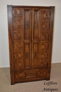 Paul Evans Style Mid-Century Modern Brutalist Armoire Wardrobe Cabinet