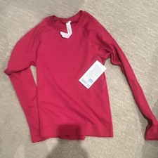 Lululemon Rest Less Pullover Crew Neck Seamless Ribbed Long Sleeve Pink 6