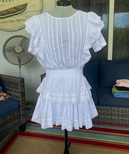 LoveShackFancy Natasha Women’s Dress Size M White Mini Ruffle Lace LD194-263