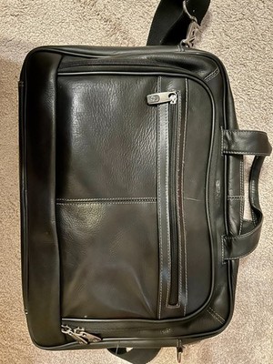 Samsonite Black Leather Expandable 17'' Laptop Bag Briefcase Case Messenger