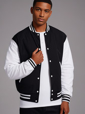 Men’s Varsity Baseball Jacket Wool Body Genuine Cowhide Leather Arms Varsity