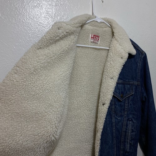 Vintage 80s Levi's Sherpa Lined Trucker Denim Jacket Size 40L USA Made - Picture 14 of 18