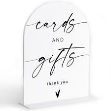 Cards and Gifts Sign, White Arch Acrylic Wedding Sign, Wedding Favors for Gue...