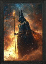 Anubis Egyptian God Framed Wall Art Poster Canvas Print Picture