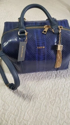 Womans Purse Handbag  Blue With Gold