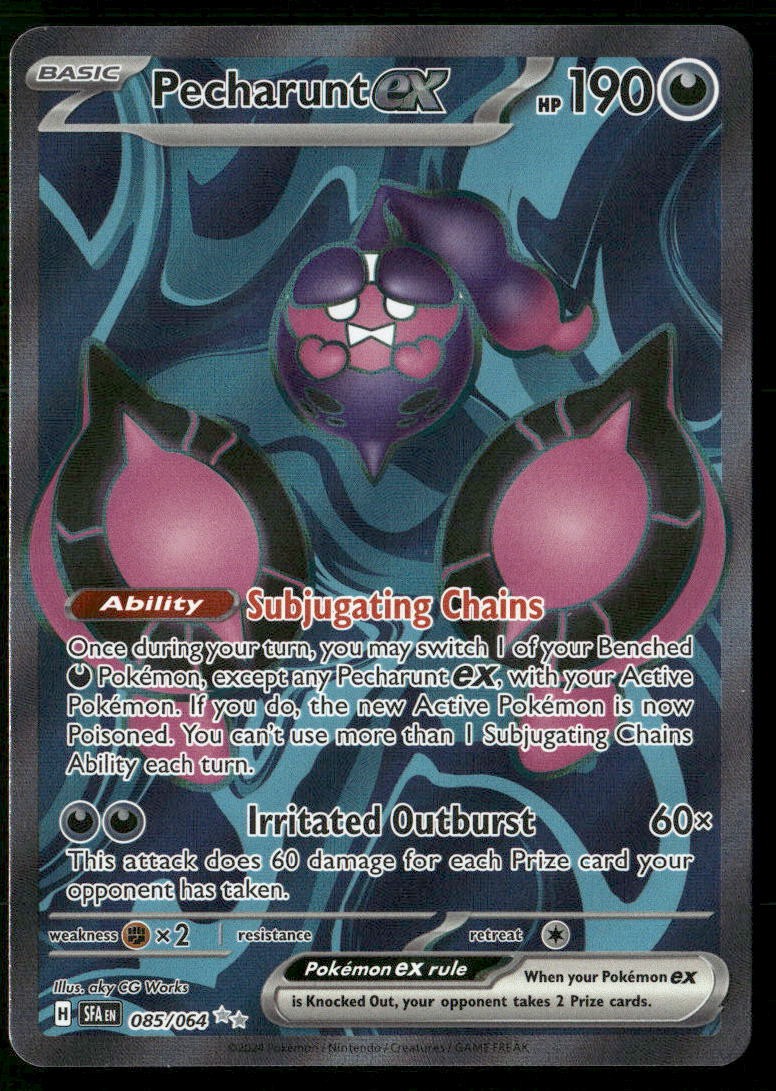 Pecharunt ex 085/064 Ultra Rare Shrouded Fable Pokemon Near Mint