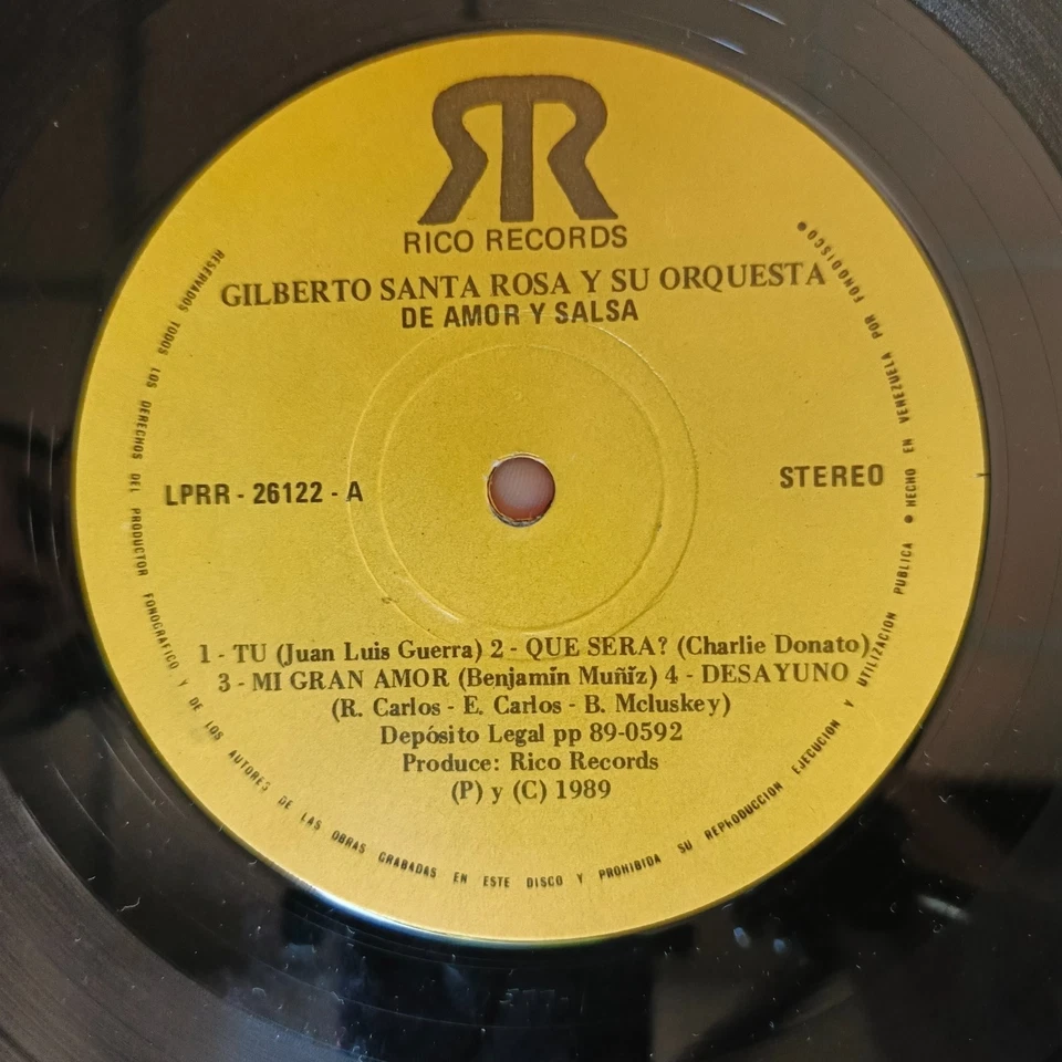 Gilberto Santa Rosa Y Su Orquesta ‎– De Amor Y Salsa [1989] Vinyl LP Salsa RR - Image 3 of 4