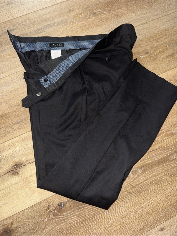 Ralph Lauren Men’s Sz 36 X 34 Classic Dress Suit Pants Wool Blend Stretch Black