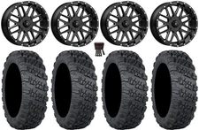 MSA Milled Bandit 18" Wheels 28" Versa Cross V3 Tires Kawasaki Mule Pro FXT KRX