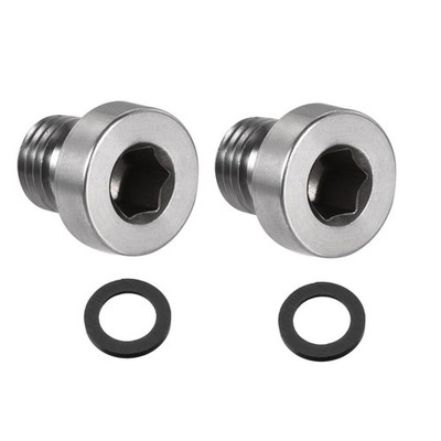 Stainless Steel Inner Hex Head M8x1 Pipe Fitting Plug with Seal Ring 2Pcs