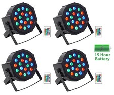 4 Rockville BATTERY PAR 50 Rechargeable LED DMX DJ Club Wash Up-Lights Remote