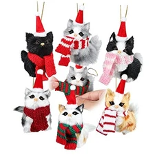 Gejoy 6 Sets Cat Ornaments for Christmas Tree Christmas Cat Ornament with 