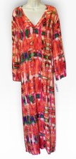 New Natori Vibrant Caftan Maxi Gown XL Lounge V-Neck Lightweight Flowing NWT 86