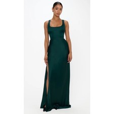 Show Me Your MuMu Lana Maxi Dress Deep Emerald Luxe Satin size Large