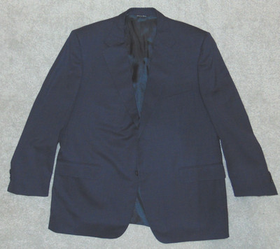 Canali Size 60R Blazer Mens Solid Blue Classic Suite Coat Jacket Two Button