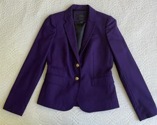 J. Crew Womens School Boy Purple Blazer Size 0 Wool Gold Buttons Preppy